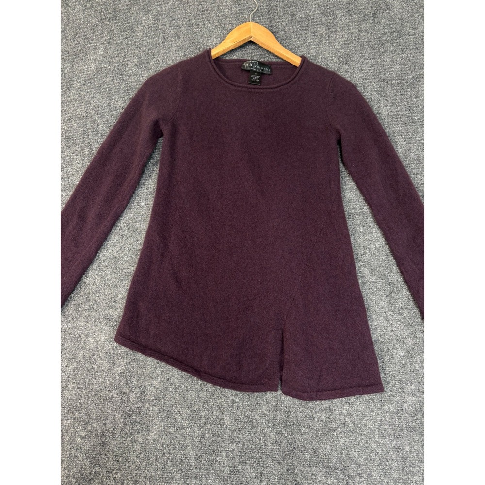 Philosophy Cashmere Sweater Womens Small Purple Crew Neck 100% Cashmere